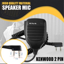 Retevis Walkie Talkie Shoulder Speaker Mic,78 inches Wire Length,Compatible with BAOFENG/Kenwood UV-5R BF-F8HP PRO 5RM 888S UV-32 DM-32 GM21 UV-5G Plus GM-15PRO GM-5RH K5PLUS Two Way Radio(1 Pack)