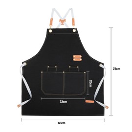 2 Piezas Delantal, Mandiles de Cocina para Mujeres Hombres, Delantal de Chef Impermeable con 4 Bolsillos para Cocinar Hornear Restaurante