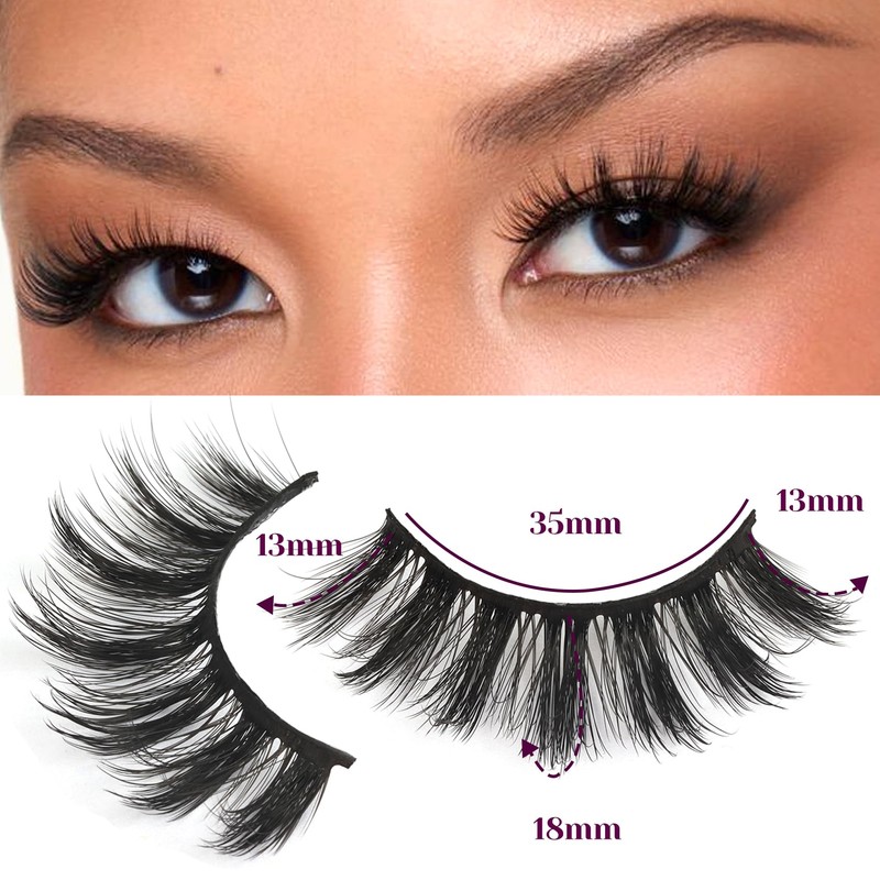 Losha Eyelashes Natural Look Faux Mink Lashes Pack Handmade Fluffy