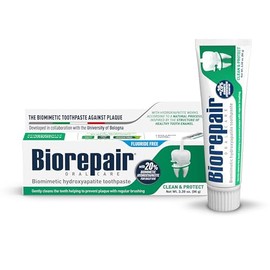 BIOREPAIR Clean & Protect - 20% Hydroxyapatite Toothpaste for Daily Use, Fluoride Free - Helps Prevents Plaque and Tartar Formation, Oral Care for Adu