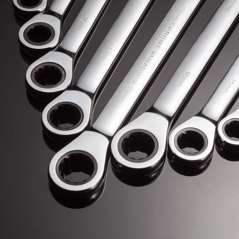 Qnkaa Ratchet Spanner Set Combination Wrench 12 Piece Metric Sizes