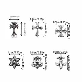 Jindizi Cross Nail Art Studs, 60 Pcs Cross Nail Decoration, Vintage Punk Alloy 3D Cross Nail Decorative Accessories for Salon, Home DIY Manicure, Art Project, Art Craft