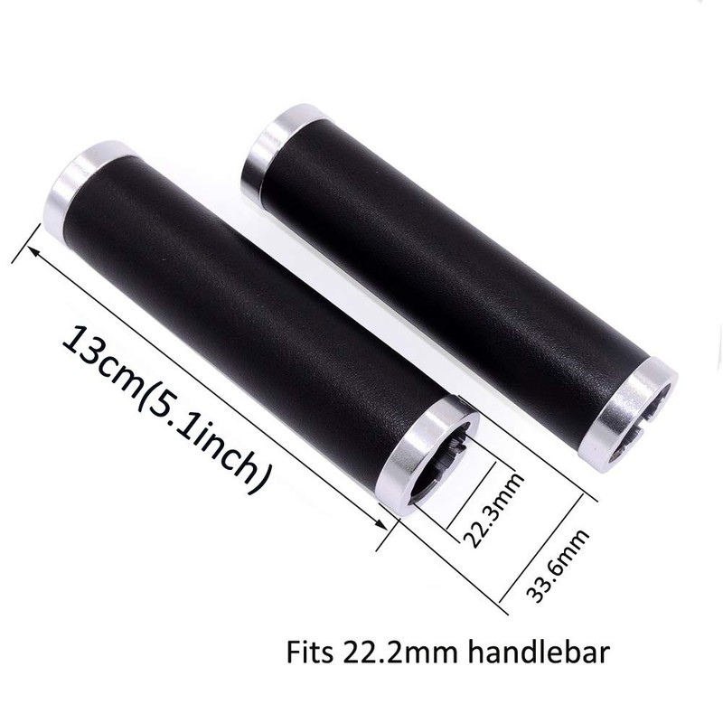 UPANBIKE Bicycle Grips with Double Closure, Leather Handlebar Grips Suitable