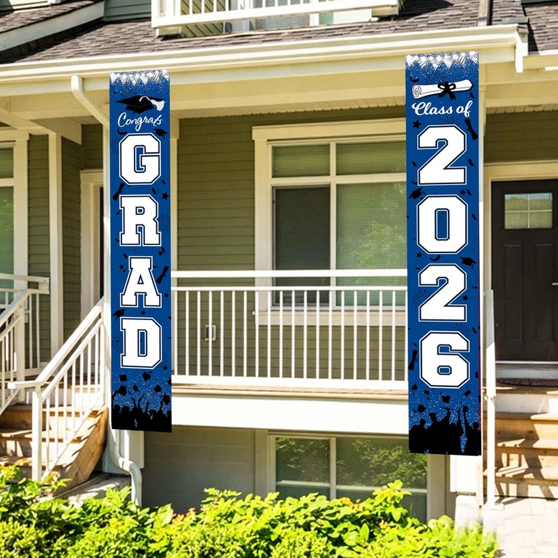 Graduation Decorations Blue White 2026/Blue Graduation Party Decorations/Congrats Grad Porch