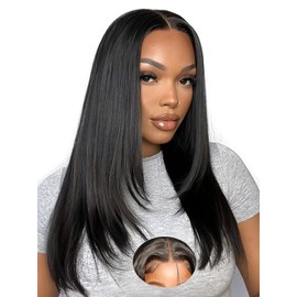 Layered Cut Face-Framing Glueless Wig Human Hair Echthaar Perücke Pre Plucked Pre Cut， 200 Dichte Perücke Damen Echthaar 6X6 HD Lace Straight Human Hair Wig for Women Beginner Friendly 22 Zoll