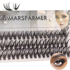 Marsfarmer 60PCS False Eyelashes Cluster Set - 40D 3 Size 10 12 14mm D Curl Eyelashes Clusters Extension Individual Cluster Lashes