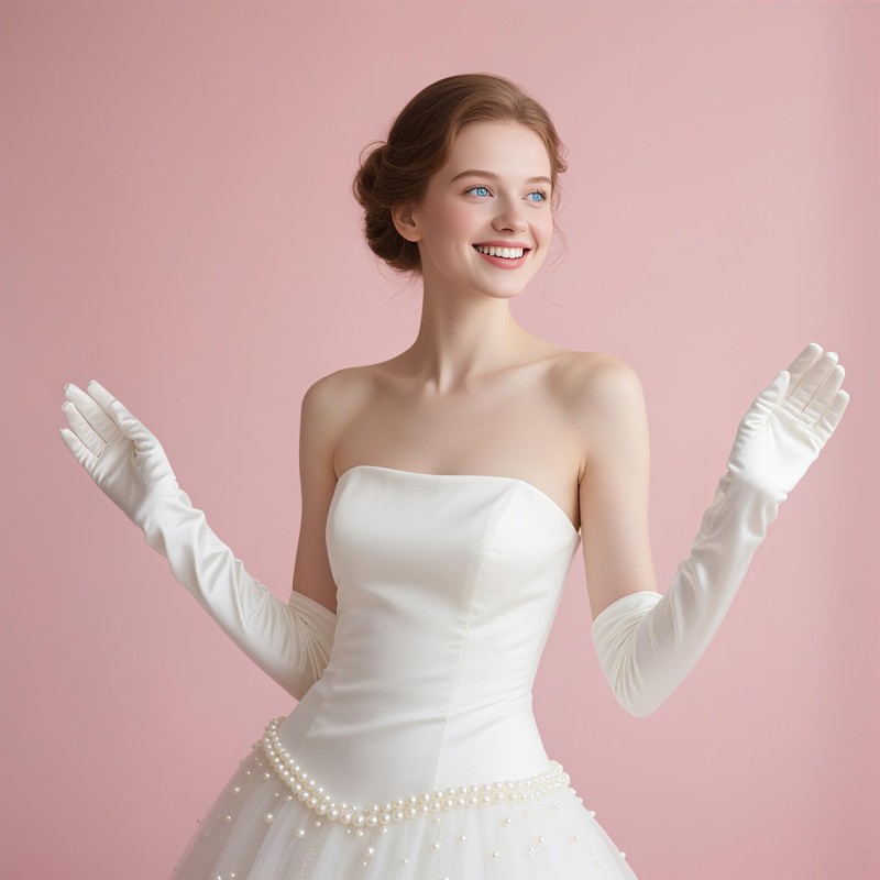 Papoopy Women White Long Gloves for for Wedding, Tea Party,