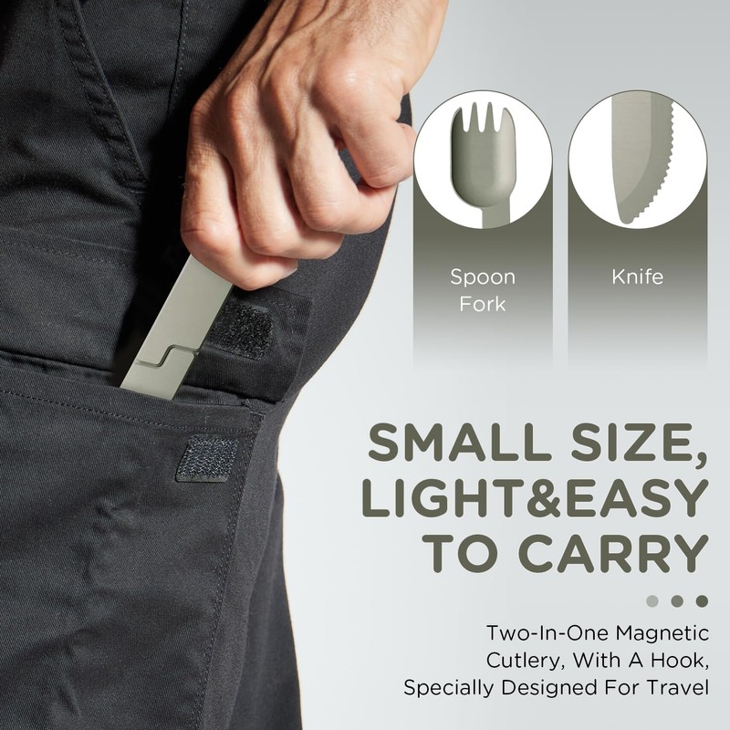 2 in 1 Camping Eating Utensils Set, Respectivem Portable Detachable