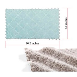 12PCS Kitchen Cloth Dish Towels, Premium Dishcloths, Super Absorbent Dishtowels, Nonstick Oil Washable Fast Drying (Grey-Green)