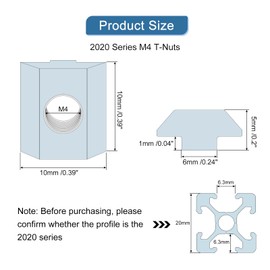 sourcing map t Nuts, 25pcs - Galvanized Carbon Steel t Slot Bolts, 2020 Series M4 Hammer Head Fastener, Sliding t Nuts for Aluminum Extrusion Profile (Silver)