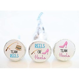 Reels or Heels Gender Reveal Theme Hershey Kiss stickers, 108 stickers, You receive mix of all 3 designs, Perfect for party favors, ROH001, STICKERS ONLY :)
