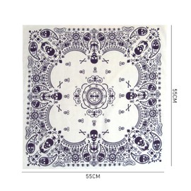 KRYMSON 1 Piece Double-Sided Printed Square Scarf, Square Scarf with Skull Pattern, Pirate Bandana, Women's Bandana, Unisex Bandana, Cotton Scarf (White), White