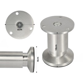 Jopassy Set of 4 Furniture Feet, Height-Adjustable Furniture Legs, Cabinet Feet, with Screws, Brushed Aluminium, Height 100 mm, Maximum Load 250 kg, for Sofa, Furniture Feet, Desk, Chairs, Table Foot