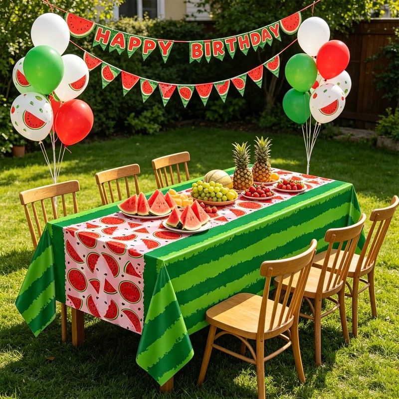 4 Pack Watermelon Rind Tablecloth Green Melon Rectangle Table Cloth