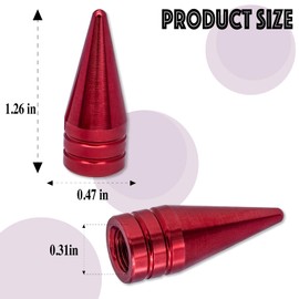MEAJOO 4PCS Spiked Shape Tire Valve Stem Caps, Aluminum Alloy Spike Wheel Tire Valve Stem, Universal Dustproof Tire Valve Stem Covers for Cars, SUV, Trucks, Bikes, Motorcycles, Bicycles(Red)