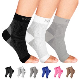 NEWZILL Plantar Fasciitis Socks with Arch Support, BEST 24/7 Foot Care Compression Sleeve, Eases Swelling & Heel Spurs, Ankle Brace Support, Increases Circulation (XXL, Black/White/Gray)