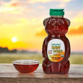 Organic Raw Honey, 3-Pack (24 oz Each) – 100% Grade A, USDA Organic, Product of Brazil, Honey Bear Plastic Jars, 72 oz Total
