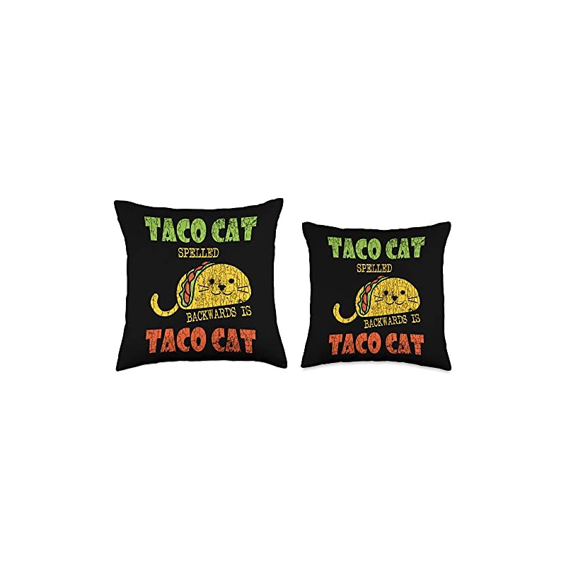 Taco Cat Funny Tacos Mexican Food Lover Graphic Throw Pillow