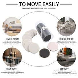 Ezprotekt Each 8 Pack 3.5 Inch Furniture Moving Slider & 8 Pack Felt Furniture Slider Pads, Furniture Glider for Carpet & Rug - Felt Furniture Glider for Hard Wood Floor Surfaces 89mm 16 Pack, Beige