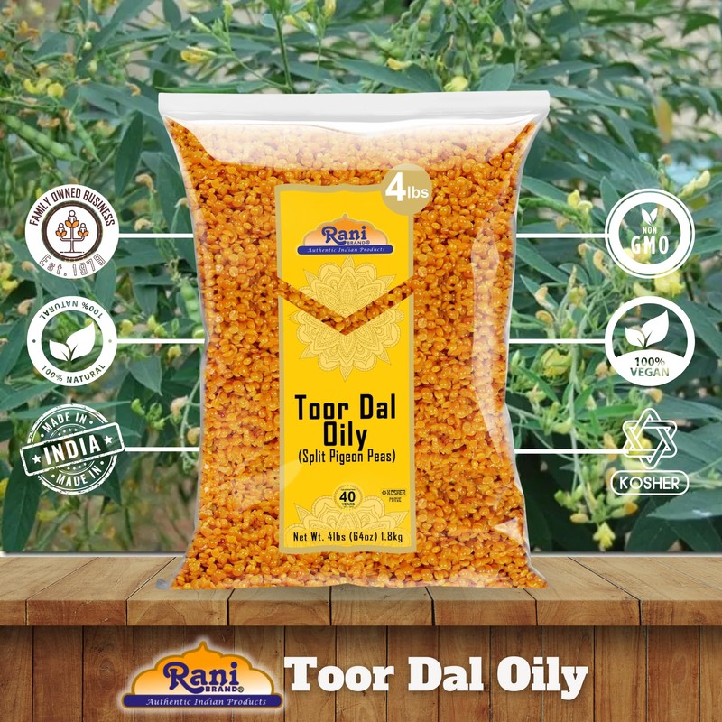 Rani Toor Dal (Split Pigeon Peas) Oily, 64oz (4lbs) 1.81kg