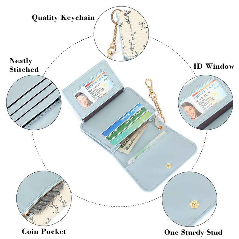 GAEKEAO Small Wallet for Women RFID Blocking Slim Keychian Wallet