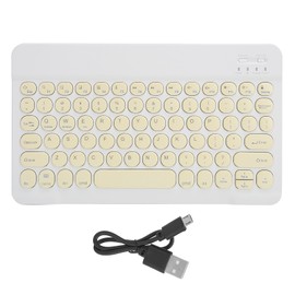 Wireless Bluetooth Keyboard Tablet Smartphone Computer Accessories Round Cap 10inYellow