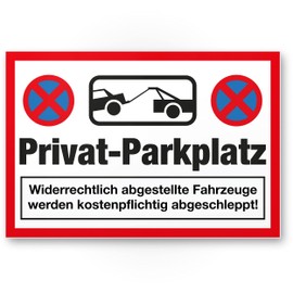 Komma Security Privat-Parkplatz – No Parking 30 x 20 cm Sign Prohibition Sign Parking Sign – Warning Unlawfully Parked Cars Vehicles – Keep Parking Free
