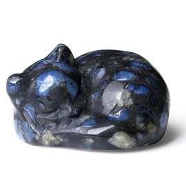 XIANNVXI Cats Blue Labradorite Crystals Cat Figurine Kawaii Cat Sleeping Cat Polishing Stones Cats Birthday Gift Cat Lover Cute Room Desk Decor