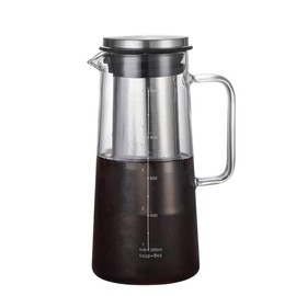TAMUME Fridge Door Water Jug Glass Water Pitcher with Stainless Steel Filter, Cold Brew Coffee Pot with Mesh Filter (1L)