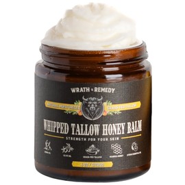 Organic Beef Tallow for Skin - 4 OZ (Citrus) — Grass Fed Beef Tallow for face + Body — US-Made Whipped Tallow and Honey Balm Moisturizer for Dry and Sensitive Skin, Eczema, Rosacea (No Additives)
