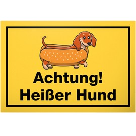 DankeDir! Achtung Heißer Hund - Sign 30 x 20 cm - Door Sign Birthday Gift Saying Sign Wall Decoration Funny Saying - Dog Owner Dog Holder Friends Gift Idea Decoration Gift