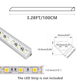 THMOOTHER 10-Pack 3.3FT 1Meter V Shape LED Strip Aluminum Channel Diffuser System, Extruded Alu Track Milky Cover with Corner Connector and Mounting Kit,Easy Cut and Installed Curved Lens Profile
