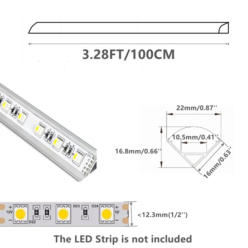 THMOOTHER 10-Pack 3.3FT 1Meter V Shape LED Strip Aluminum Channel