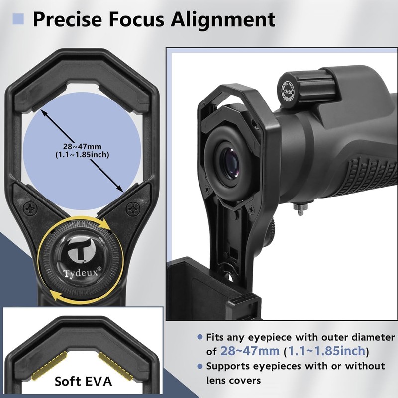 Tydeux Telescope Phone Adapter - Universal Smartphone Adapter Mount Working