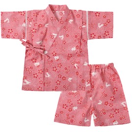 SHELISTEN 100-150 Jinbei, Girls, Children, Yukata, Kimono, Summer Festival, Fireworks Display, Cute, Children's Day, Top and Bottom Set, red