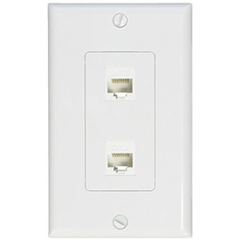 RiteAV 2 Port Cat6 Ethernet Wall Plate Jack Female-Female - 1 Gang [White/White]