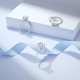 925 Sterling Silver Engagement Rings 4.5ct Oval Cut Cubic Zirconia CZ Wedding Promise Rings for Her Stunning Wedding Bands