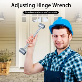 Door Hinge Adjustment Tool, Double Head Door Gap Adjusting Wrench Tool Hinge Bender for Various Door Hinges Gaps Precise Door Alignment (14mm-18mm)