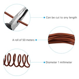 POPOYU 50 m Aluminium Wire, Craft Wire, 1 mm, Silver Craft Wire, Thin Metal Wire Sculpture, Craft Wire Aluminium Wire for Making Crafts, Binding Wire, DIY Sculptures, Bronze