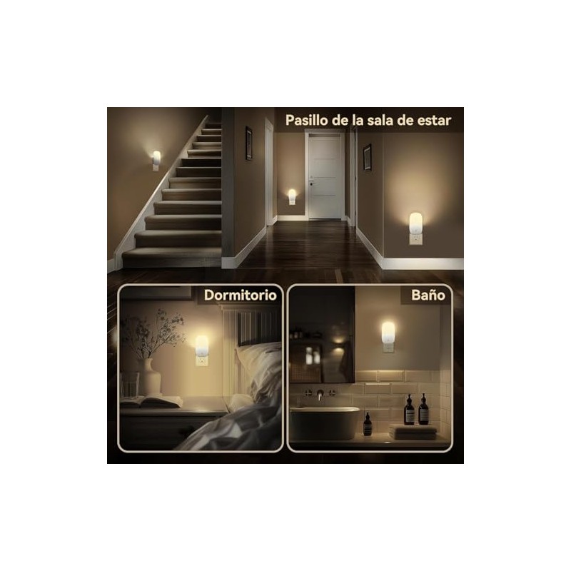 2 Lámparas de Noche con Sensor de Luz, Detecta Automáticamente