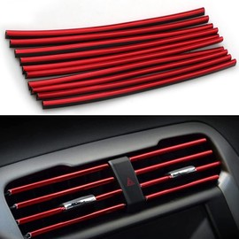 Car Air Vent Decoration FaJoek Pack of 10 20 cm Car Air Outlet Decoration Strips, DIY Car Interior Strips, Car Styling Ventilation Grille Trim Universal (Red)