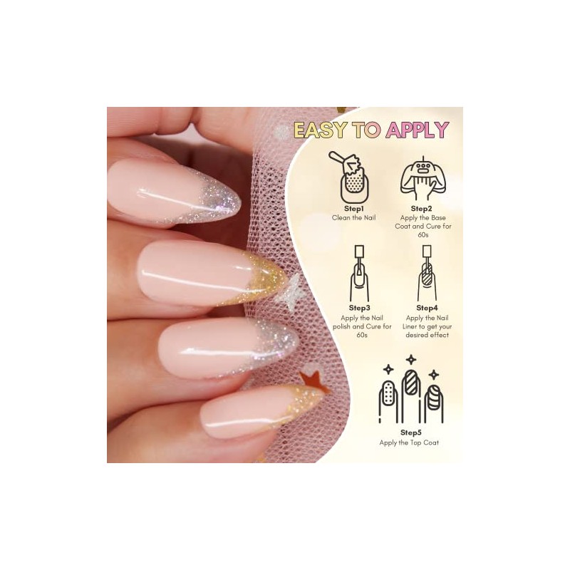 Makartt Gel Nail Polish Set 8ml 2 Colors Reflective Glitter