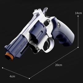 Kids Manual Revolver Toy Gun, Interlocking Foam Dart Blaster, Safe and Fun Shooting Game for Boys, Puzzle Toys with Soft Bullets, Suitable for 14+ Years Old Boys and Girls (Blue)