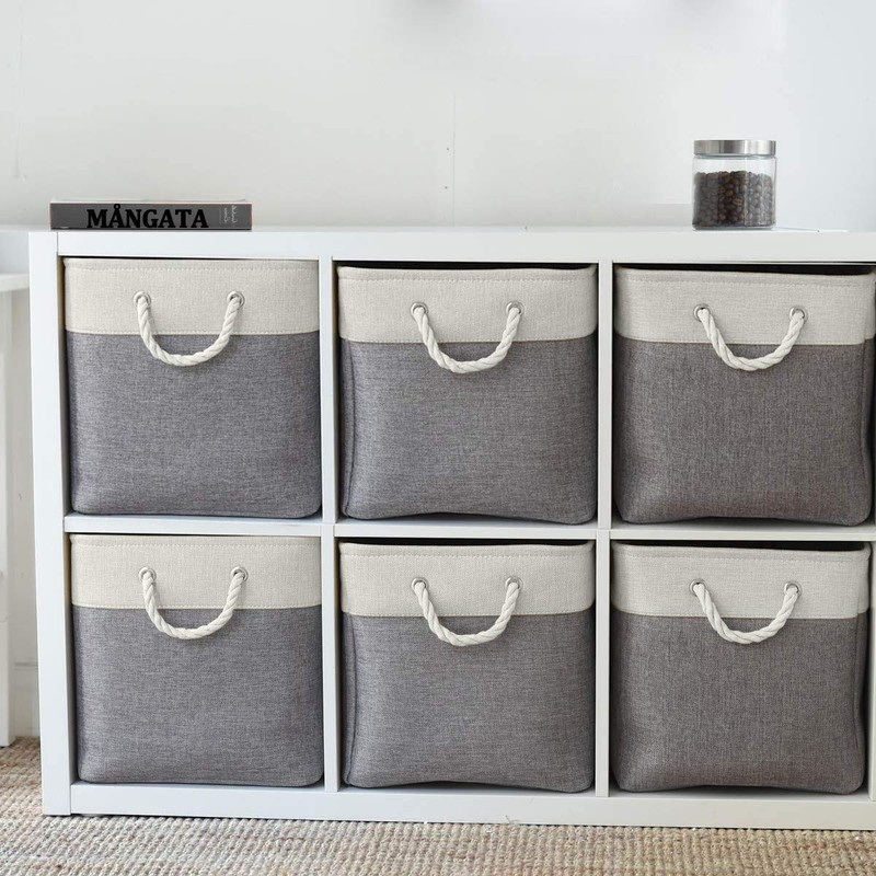 Mangata Fabric Storage Basket, Canvas Cube Storage Boxes 25x25x25cm for