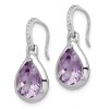 Unbranded 22.2mm Sterling Silver Rhodium-plated Amethyst Teardrop Dangle Earrings
