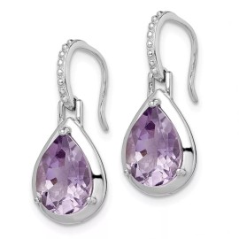 Unbranded 22.2mm Sterling Silver Rhodium-plated Amethyst Teardrop Dangle Earrings