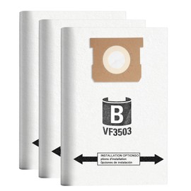 DTTEOME VF3503 Vacuum Bags Compatible with Ridgid 5 to 10 Gallon Wet/Dry Vacs, for Ridgid Shop Vac bags 6-9 Gallon, Size B VF3503 Sturdy Double Layer Vac Filter Bags, 3Pack