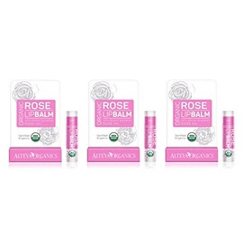Alteya USDA Organic 3-Pack Bulgarian Rose Lip Balm - 0.52oz/15g, 3 x 0.17oz/5g each