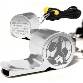 CREATCABIN Football Coach Whistle oud Crisp Sports Whistles Stainless Steel Laser-engraved Outdoor Activities Basketball Referee Emergency with Lanyard Gift for Coach Teacher's Day Birthday 2x0.8 Inch