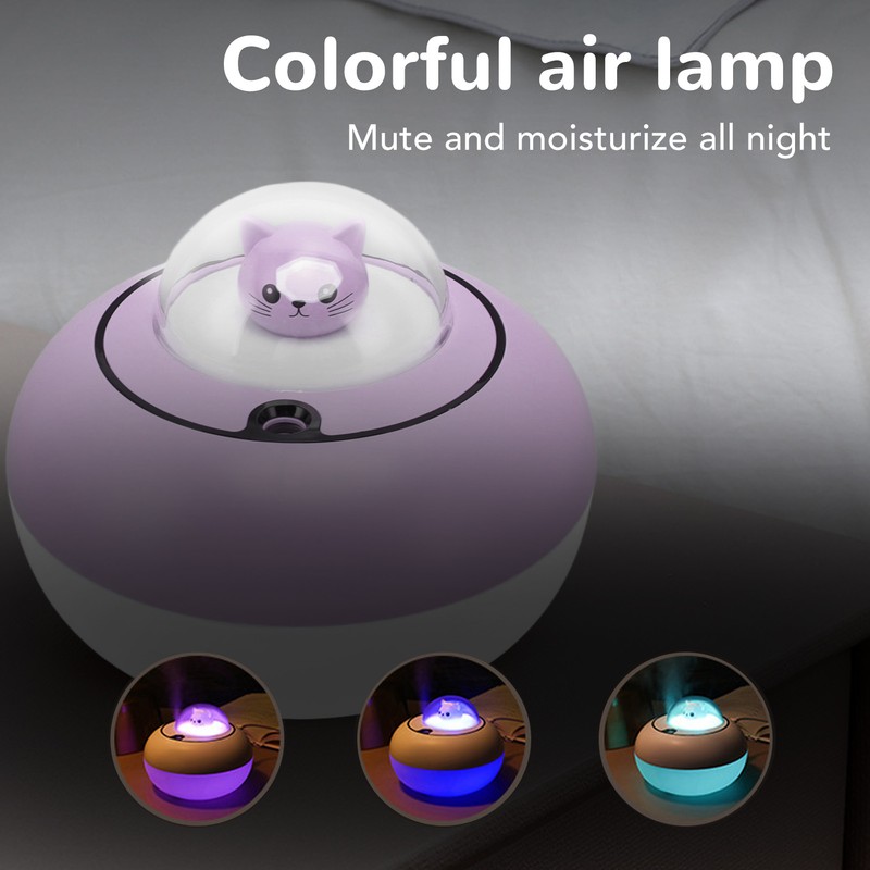 Mini Humidifier Cute Cat Sculpture Portable Quiet Desktop Air Humidifier